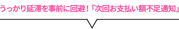 うっかり延滞を事前に回避！「次回お支払い額不足通知」
