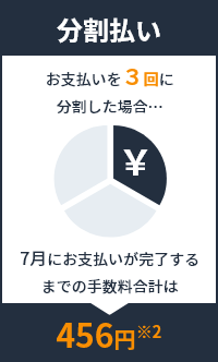 分割払い お支払いを3回に分割した場合… 7月にお支払いが完了するまでの手数料合計は456円※2