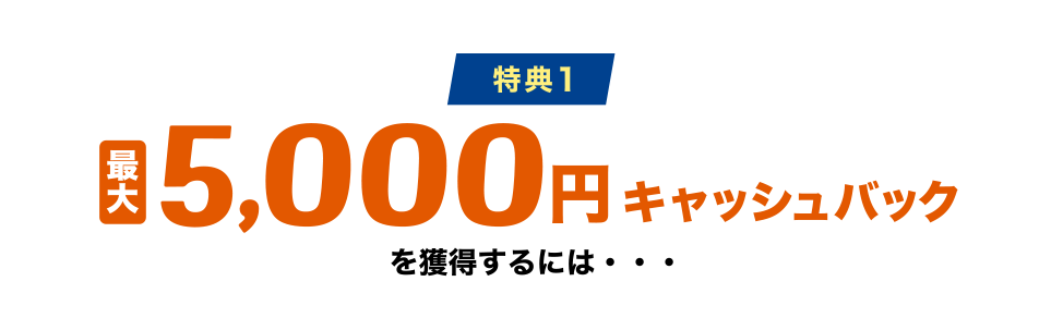 [特典1] 最大5,000円キャッシュバックを獲得するには・・・