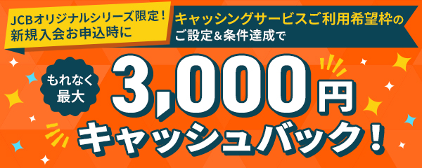 【新規入会限定】キャッシング枠ご設定＆条件達成でもれなく最大3,000円キャッシュバック！