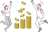 JCBのクレカ積立でポイントがたまるイメージのイラスト